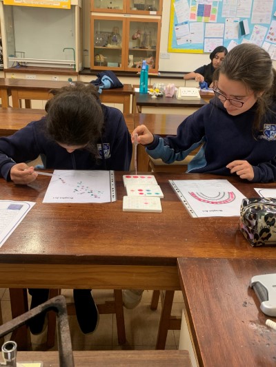 students painting