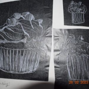 Drawing and plan of a cupcake