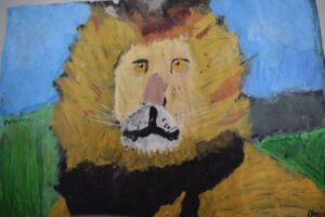 Painting of a male lion